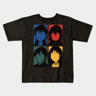 Erased anime | All main character in colorful pop art minimalist design | Satoru fujinuma x Kayo hinazuki x Airi katagiri x Gaku yashiro Kids T-Shirt